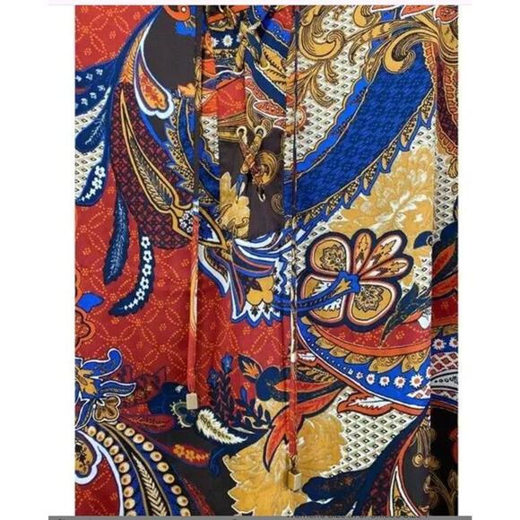 Chico's Paisley Asymmetrical Lace Up Blouse Top Sz XL Multicolor Bohemian Hippie - Picture 5 of 9